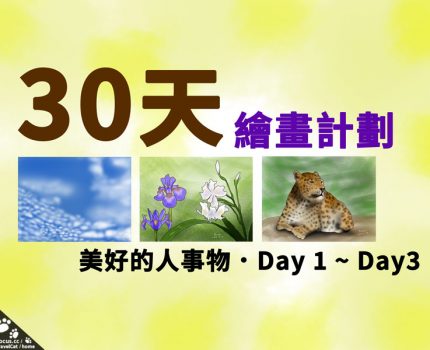 30天繪畫計劃Day1~Day3．雲、鳶尾花、豹